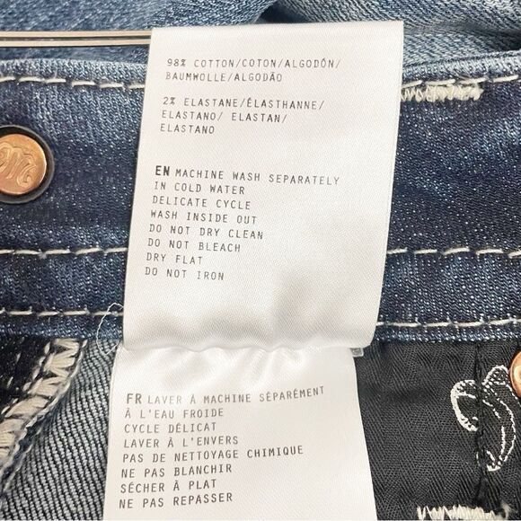 Miss Me Pearl & Feather Border Mid Rise Capri Jeans Cropped Straight Leg Size 27 - Picture 12 of 13